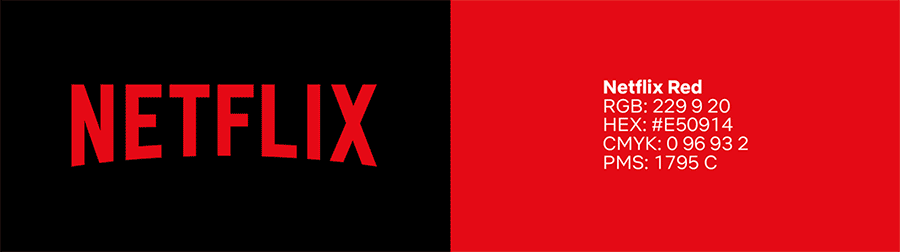 El manual de identidad corporativa debe indicar la composición de colores utilizados en la marca. Logotipo de Netflix.