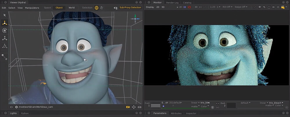 Interfaz de usuario del motor de render RenderMan