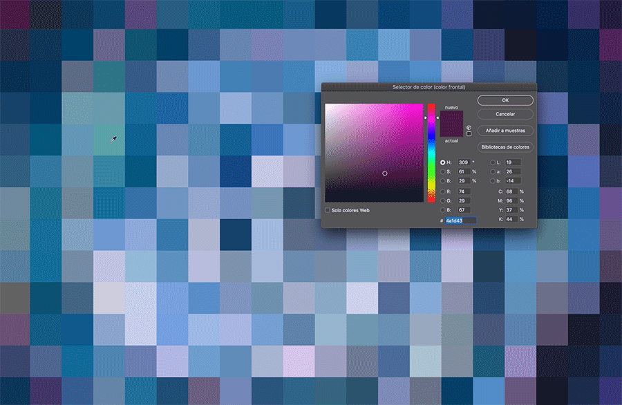 Captura de colores con herramienta cuentagotas Photoshop.